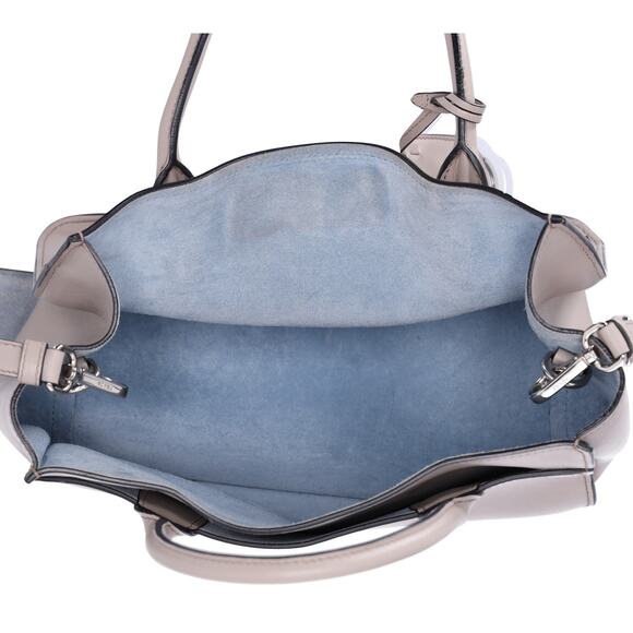 PRADA Etiquette Tote Shoulder Bag 1BA178 Gray Beige Leather - Picture 7 of 9